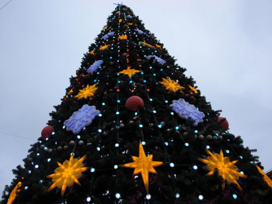 В Оренбурге устанавливают новогодние ёлки